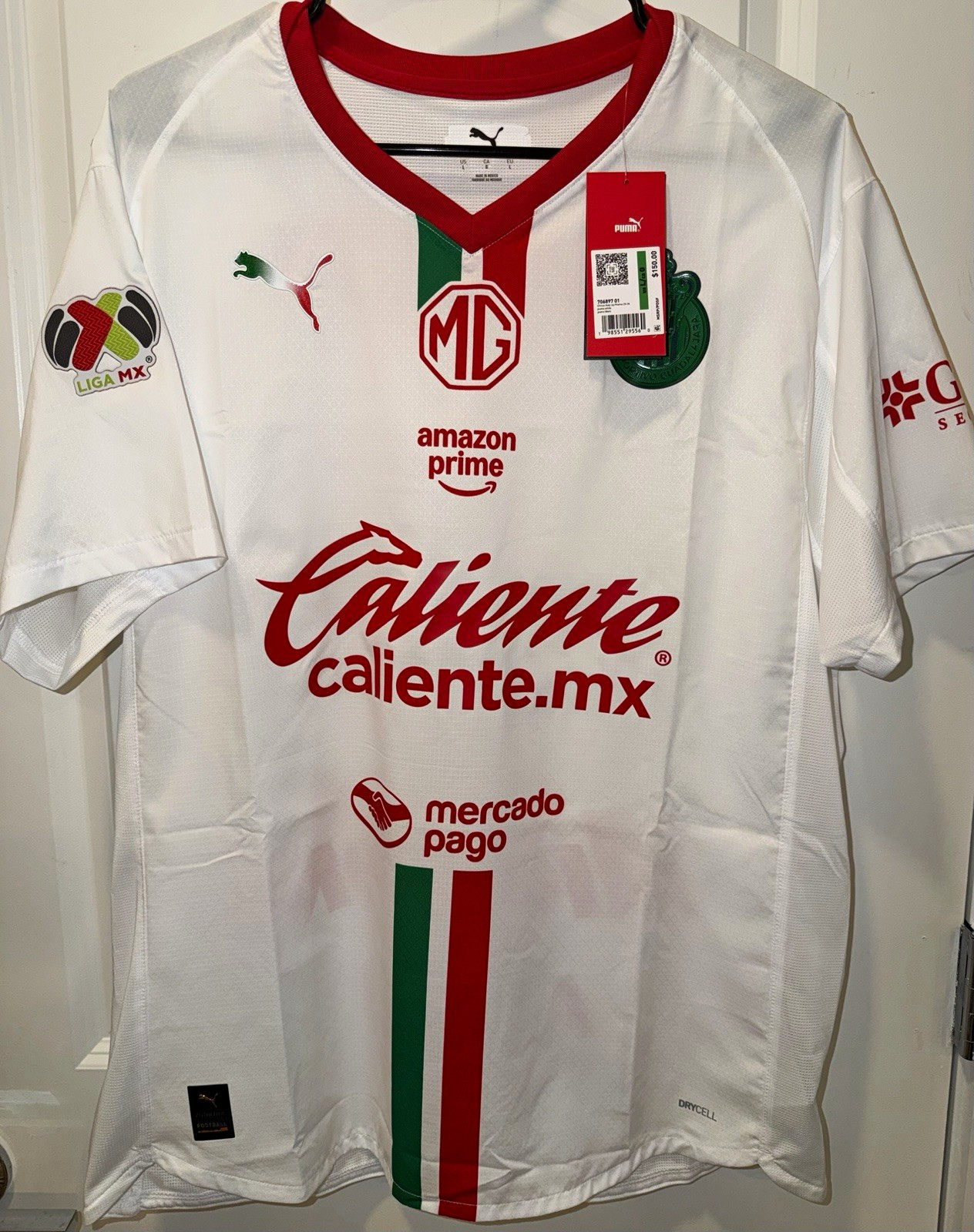 PUMA Club Deportivo Guadalajara Chivas Soccer Jersey White Size S- Player issue