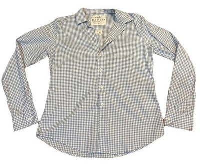 Frank & Eileen Barry Crinkle Shirt Top Size Medium Gingham Button Up Long Sleeve