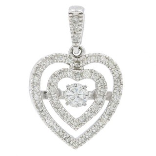 OTC International 10k White Gold Dancing Diamond Heart Pendant #JB719 5