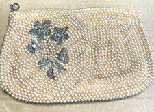Vintage Japan Glass Pearl Beaded Clutch Evening Bag Purse New Years Eve