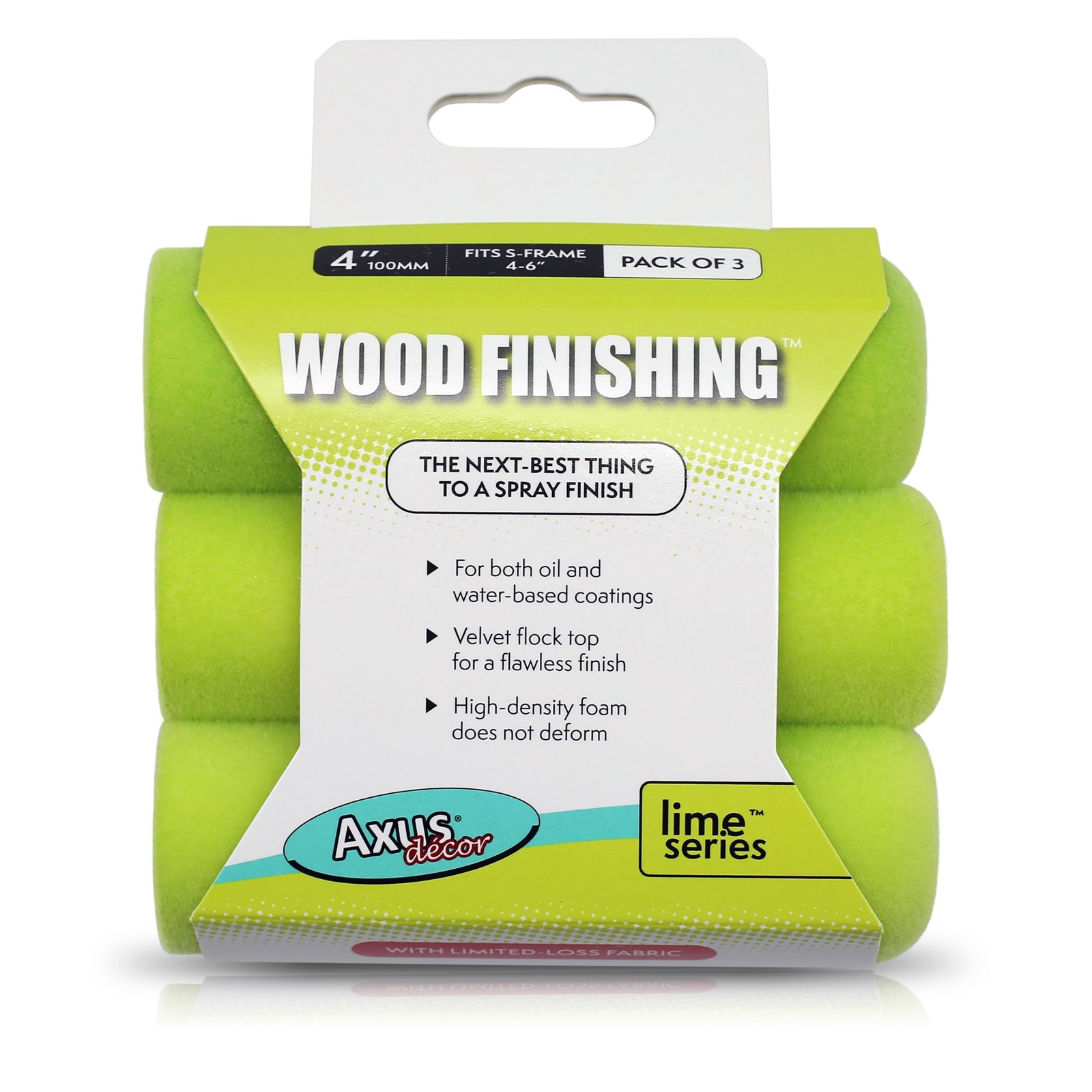 Axus Decor Wood Finish Roller Sleeve – 4 Inch/100mm, Pack of 3 - Mini Roller ...