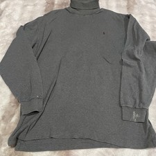 Vintage Polo Ralph Lauren XL Gray Turtleneck Cotton Red Pony USA 1990  s