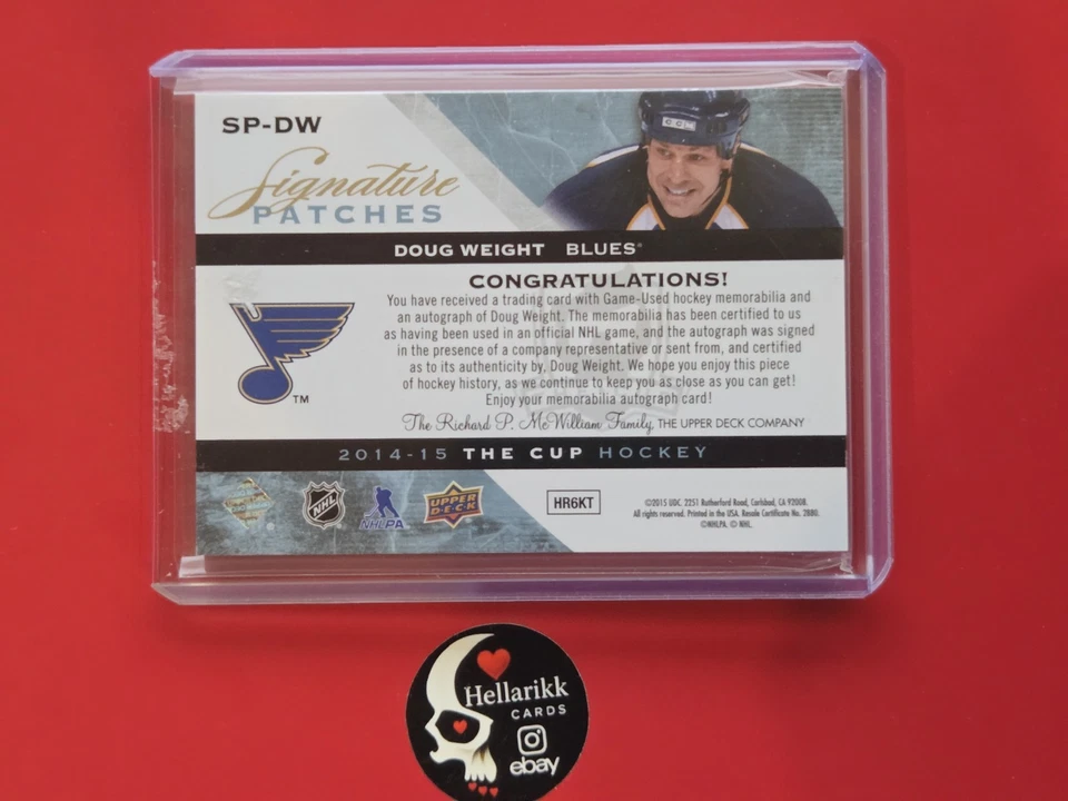 2015-16 Doug Weight The Cup /99 Auto Patch #SP-DW St. Louis Blues Upper Deck - Imagem 2 de 2