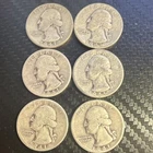 6 1941 Silver Washington Quarters Circulated Uncertified US Coin Lot