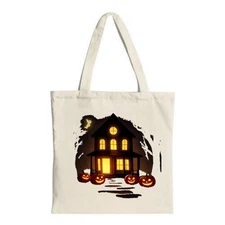 Halloween Tote Bag - Canvas Multifunctional Reusable Shopping Bag with Spooky