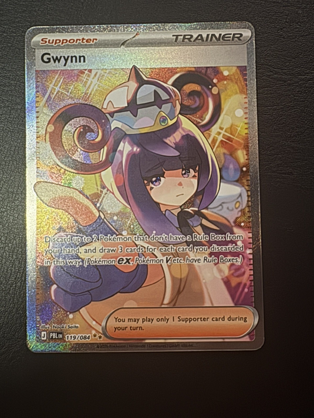 Gwynn 119/084 Pokemon Pitch Black Holo SIR Illustration Rare