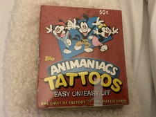 TOPPS ANIMANIACS TATTOOS In Box Easy Off & On36 Ct Sheet Tattoo & Puzzl VNTG “95