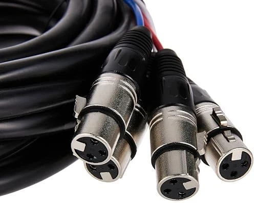 Cable serpiente XLR macho a XLR hembra de 4 canales - 20 pies - negro/plateado, metal con Foto 4 de 4
