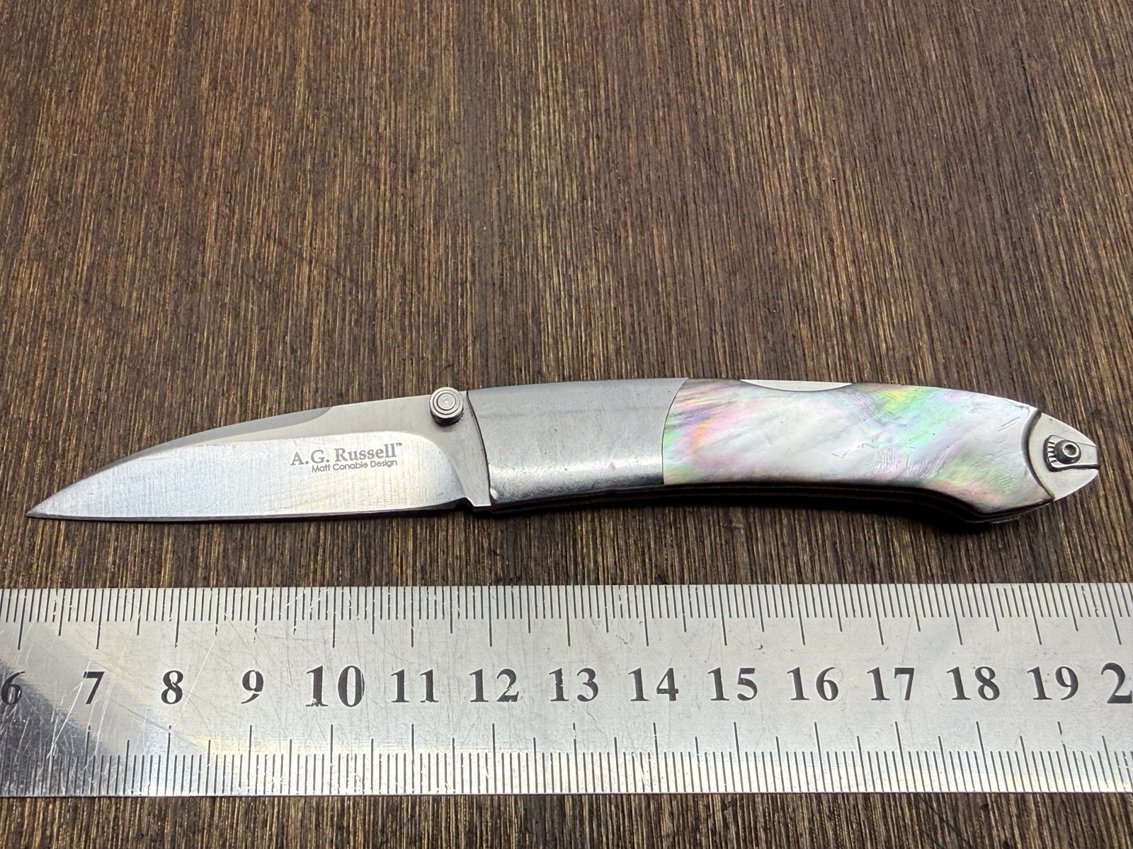A. G. Russell Pocket Knife Mother Of Pearl Handle Made In Japan.
