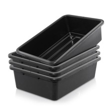 4-Pk Commercial Bus Box/Utility Tub - Plastic Storage Bin Dish Basin, 32L Blk