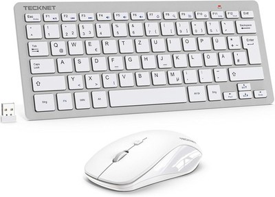 TECKNET Wireless Keyboard Mouse Set 2 4 GHz 15 m Range QWERTZ Layout