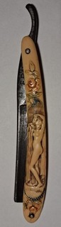 Straight Razor Art Nouveau Nude Woman & Flowers Ern Germany