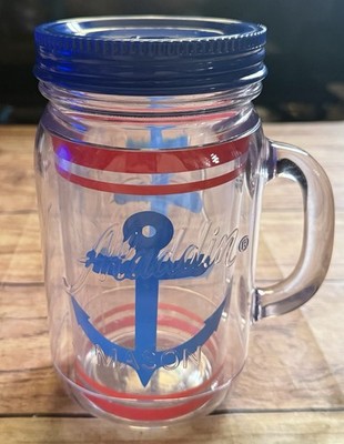 Aladdin Plastic Mason Jar. Ship Anchor Tumbler Insulated No Straw 32 OZ Ounces