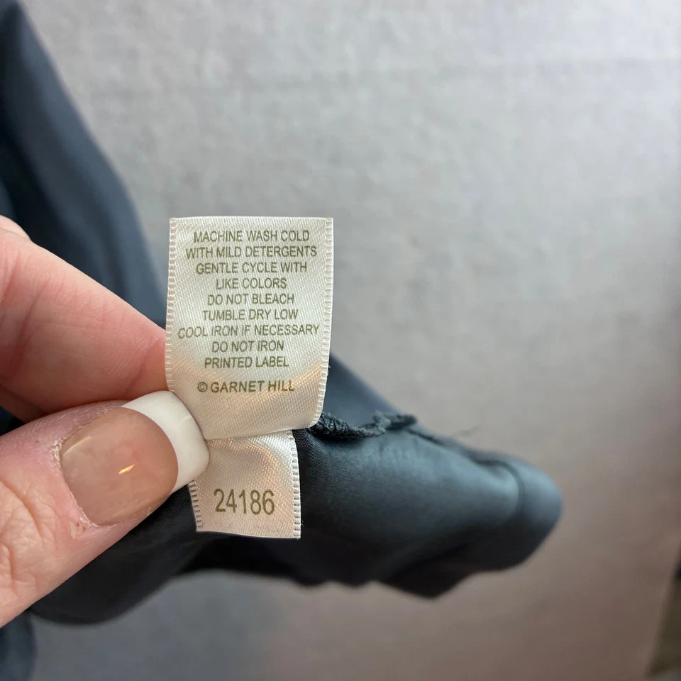 Garnet Hill Chloe Tie Back Dress Cotton Rayon Upper 100% Silk Lower Slate Grey S - Image 4 of 4