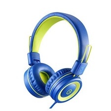Kids Headphones with Microphone K12 Stereo 5ft Long Cord with Blue Lime