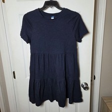 Old Navy sz M petite navy tiered shirt dress NWT 100% cotton casual everyday