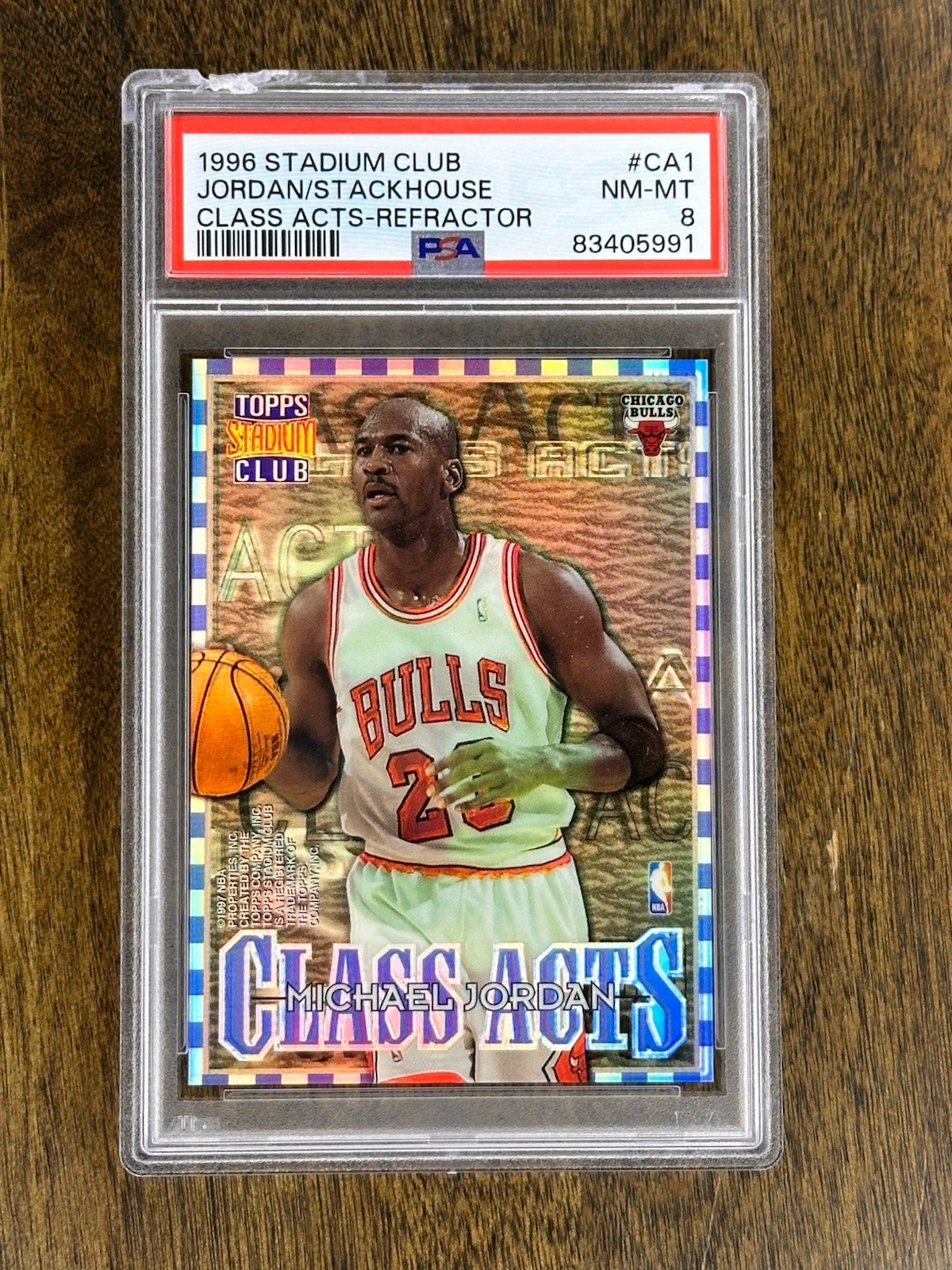 1996 Stadium Club Michael Jordan Jerry Stackhouse Class Acts Refractor PSA 8