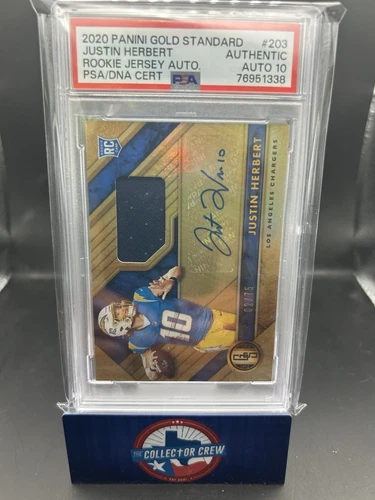 JUSTIN HERBERT 2020 GOLD STANDARD RPA PATCH  AUTO RC /75 PSA Authentic Auto 10