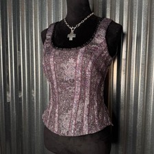 VTG 2000s CR Signature Purple Black Whimsy Goth Boneless Bustier Corset Top
