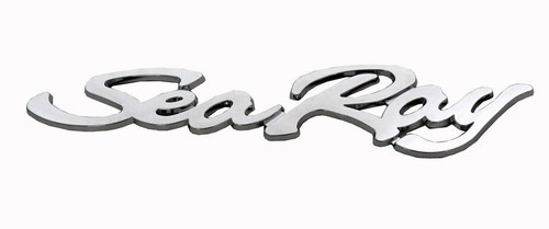 2PC SEA RAY SEARAY SCRIPT CHROME EMBLEM BADGE BOAT LOGO 12-3/4" NEW - Picture 2 of 5