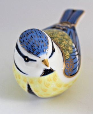 Royal Crown Derby Briefbeschwerer GARDEN BLUE TIT 1. Qualität Gold Stopper 1.