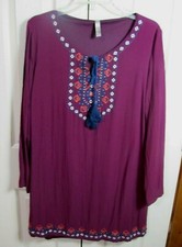 Entro Women's L/S Dark Plum Lined Dress Size L GUC