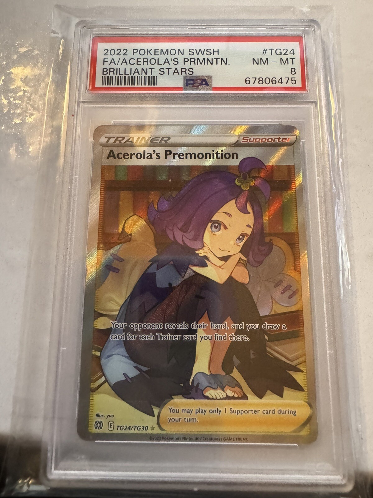 2022 Pokémon Acerola's Premonition Brilliant Stars TG24/TG30 Secret Rare PSA 8