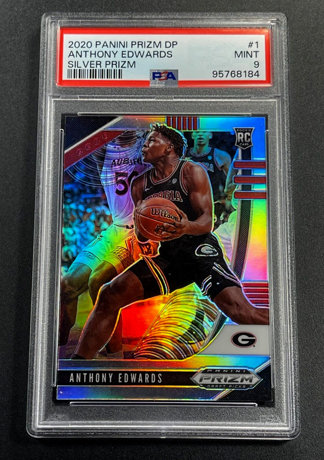 ANTHONY EDWARDS 2020 PANINI DRAFT PRIZM #1 SILVER PRIZM PARALLEL ROOKIE RC PSA 9