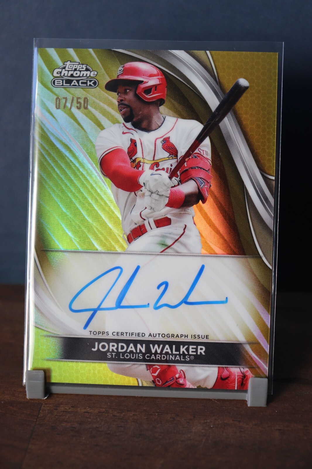 Jordan Walker Autograph 2024 Topps Chrome Black Gold 7/50 #CBA-JW