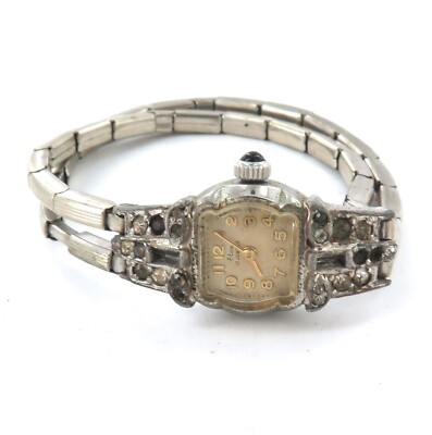 Very Unusual / Vintage Double Strand Bracelet Elco 17J Ladies Cocktail Watch.