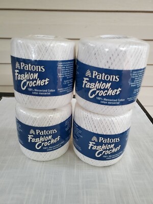 Lot of 4 Patons Fashion Crochet 100% Mercerized Cotton Thread White Co. 4521 New