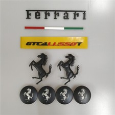 For Ferrari Gtc4 Italy Badge Horse Emblem Script Wheel Caps Kit Matte Black