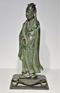 Antique Chinese Ming Bronze Figure / Statue on Stand