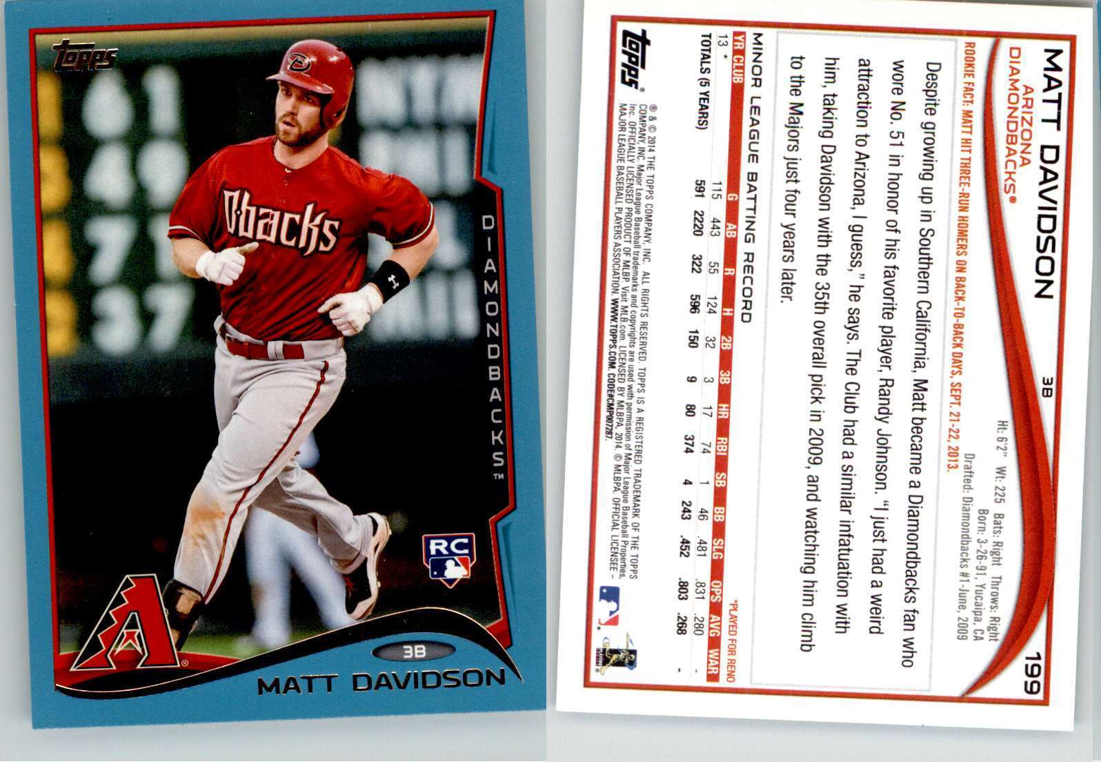 Matt Davidson 2014 Topps Walmart Blue #199 Diamondbacks RC Rookie