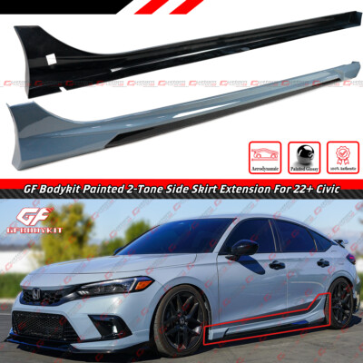 For 22-26 Honda Civic GF Bodykit V1 Sonic Gray Black 2 Tone Side Skirt Extension