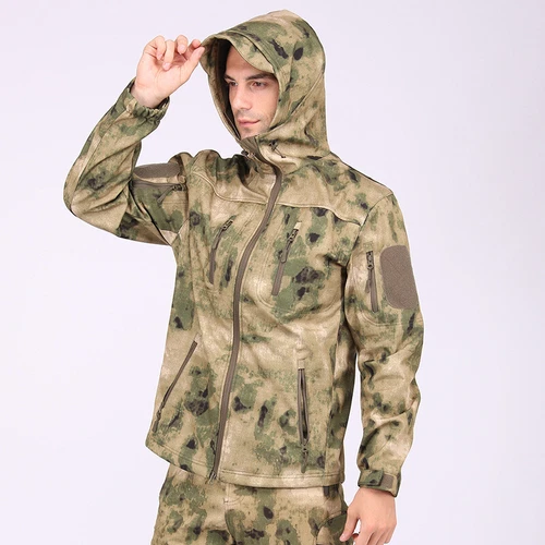 Giacca a vento tattica uomo soft shell giacca esercito jacket cappuccio tempo libero ~ - Foto 8 di 65