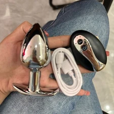 Metal Anal Butt Plug Vibrator Dildo Prostate Massager Sex Toys for Men Women USA