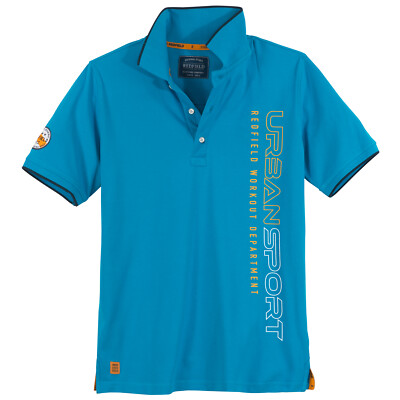 Redfield Poloshirt Übergröße türkisblau Vertikalprint