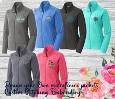 Ink Stitch Design Your Own Custom Logo Texts Stitching Women Microfleece Jackets