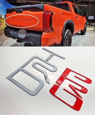 Fit 2022 2023 Toyota Tundra TRD PRO Red Domed Tailgate Letters Inlay Siver red