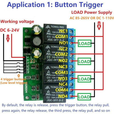 DC 6V-24V 4CH Flip-Flop Latch Relay Module Bistable Self-locking Electronic NEW