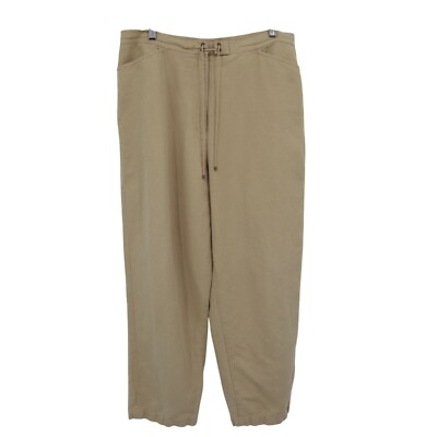 Talbots Irish Linen Pants Women 16 Beige Lagenlook Casual Lounge Wear Relaxed