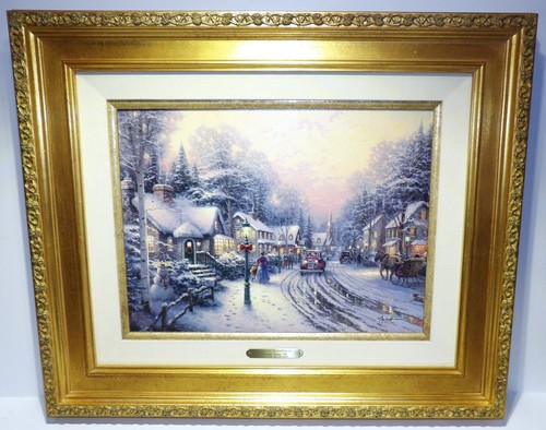 THOMAS KINKADE VILLAGE CHRISTMAS COTTAGE VIII S/N FRAMED CANVAS LITHOGRAPH - Picture 8 of 9