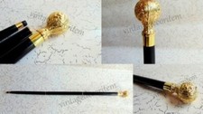 Brass Designer Magic Head Handle Walking Cane Vintage Solid Wooden Stick Gift