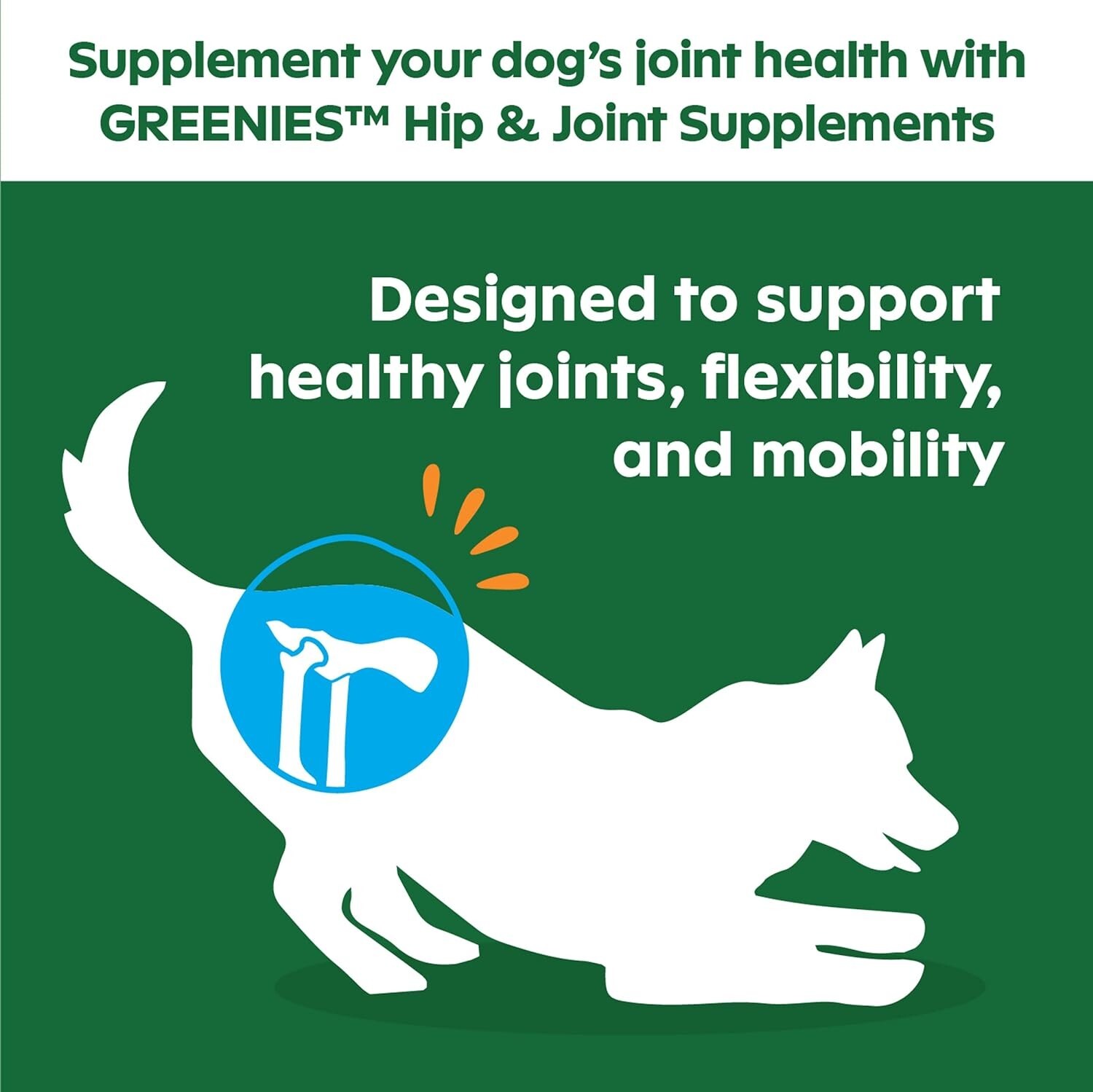 GREENIES Hip & Joint (80 Chews) Dog Supplements with Glucosamine and