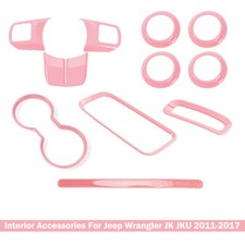 11x Pink Car Interior Accessories Decor Trim Cover For Jeep Wrangler Jk 2011-17