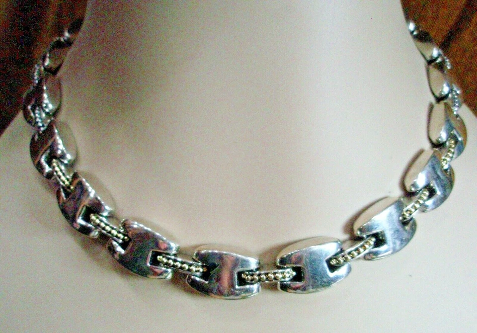 Collar Lagos Caviar PESADO H-Link Plata de Ley 18K 18.5 x 0.55" Grueso Foto 4 de 4