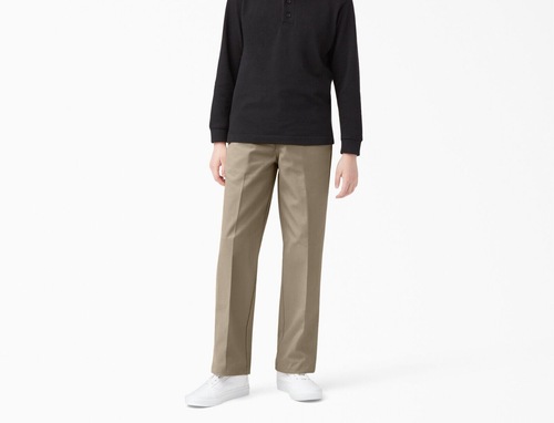 Dickies Boys 16 Husky NWT Classic Fit Flat Front Khaki Pants Easy Care Adj Waist - Picture 5 of 10