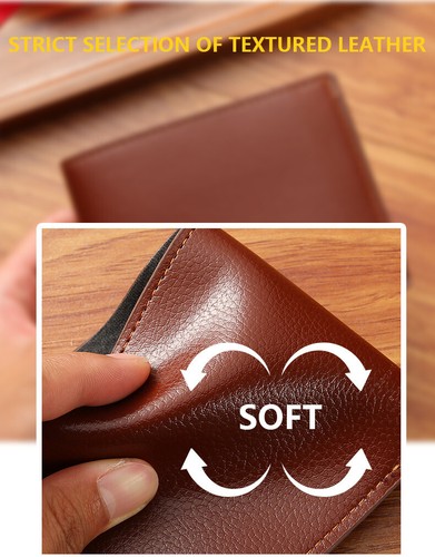 Herren Luxus PU Leder Weich Etui Kreditkartenhalter Geldbörse Schwarz Braune - Bild 6 von 10