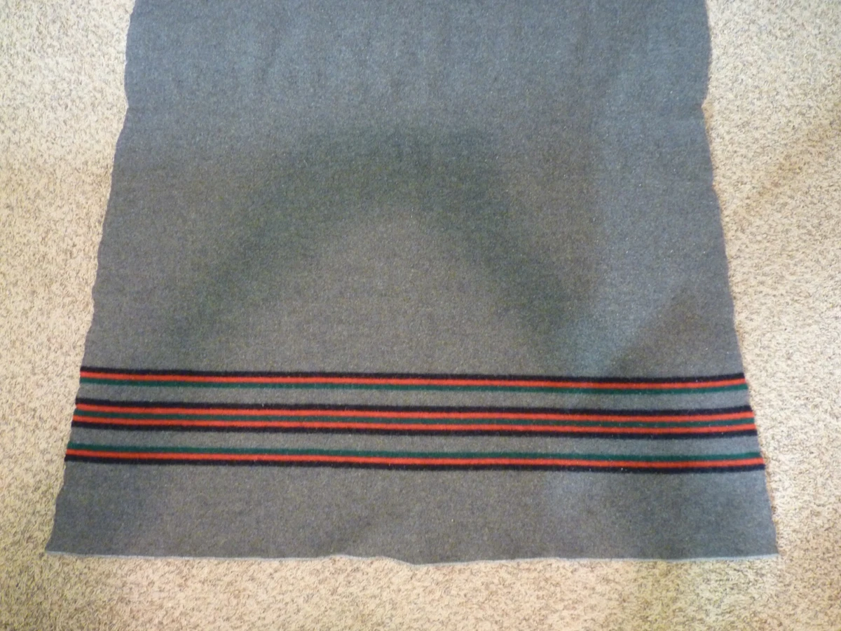 Vtg. Pendleton Yakima Camp Gray w Red Green Black Stripes